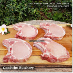 Pork CHOP SKIN OFF CLUB STEAK (less/no tenderloin) 3/4" 2cm frozen Local Premium (price/pack 500g 2pcs)